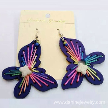 New Design Butterfly Wooden Handmade Woven Thread Earring